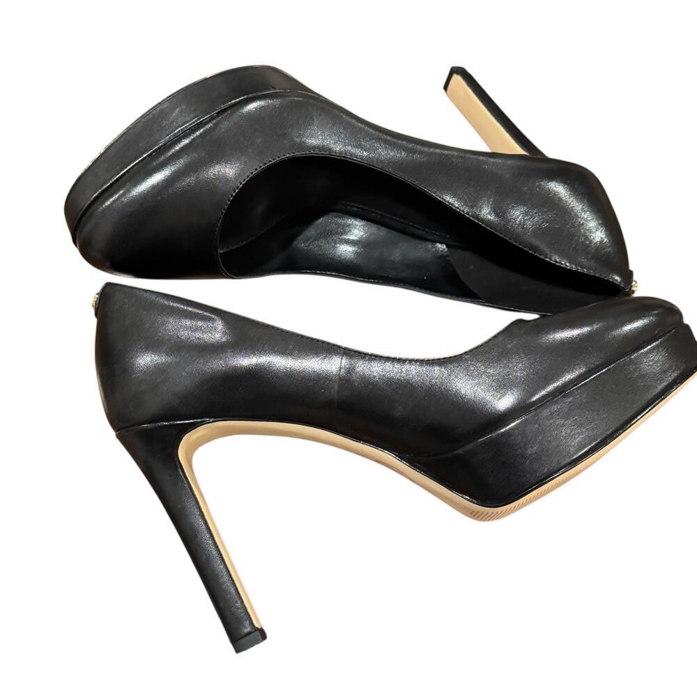 Michael Kors Homepage Chantal Platform Pumps Heels Leather Black Size 7M NWOB - Picture 3 of 13